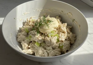Easy canned chicken salad wrapped in a crisp lettuce leaf for a low-carb lunch option.