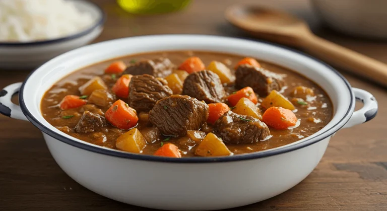 A hearty bowl of Dinty Moore Beef Stew with vegetables and tender beef